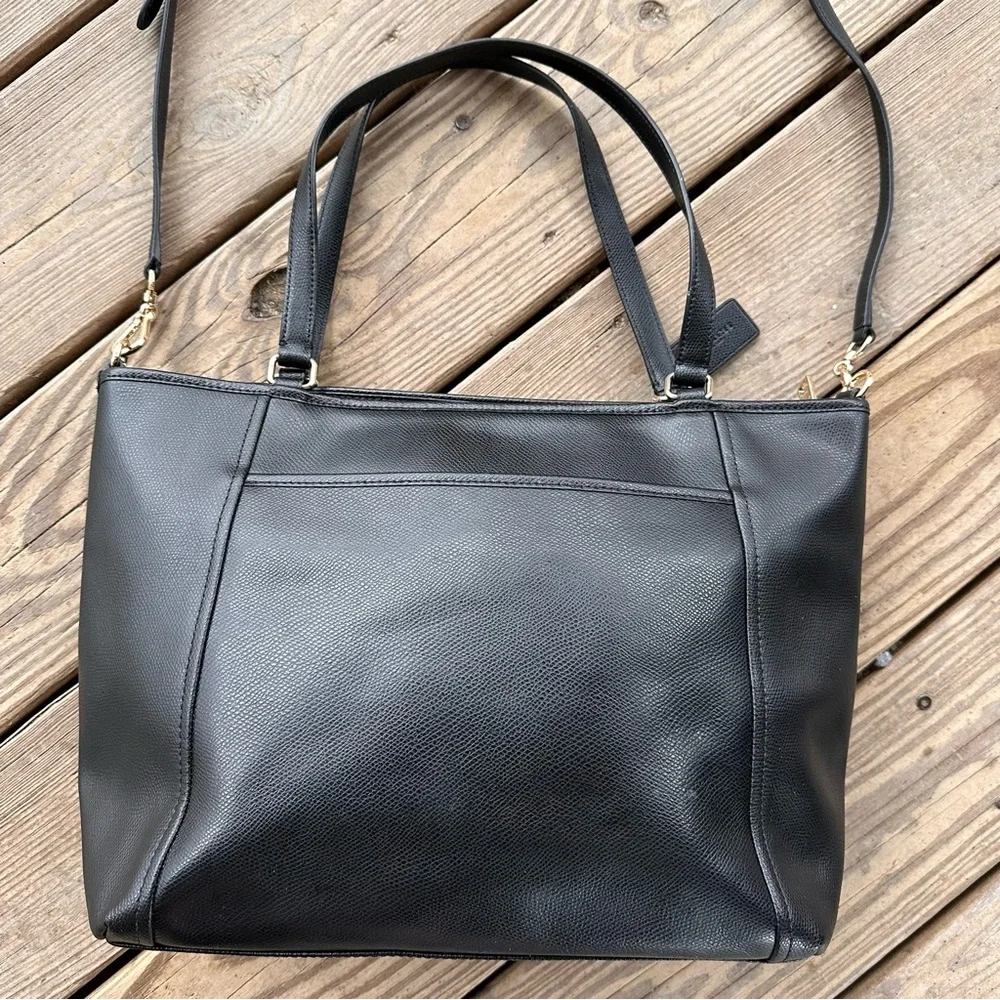 Coach Crossgrain Leather Pocket Tote F34497 Black Crossbody Shoulder Bag Tote
